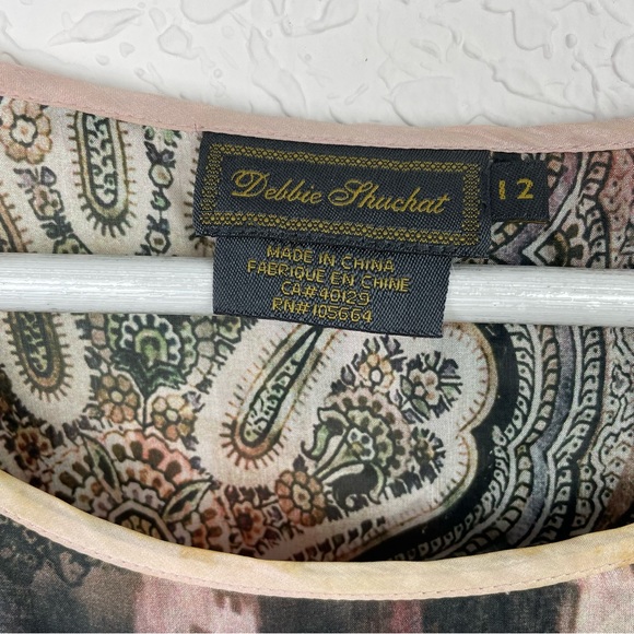 DEBBIE SHUCKAT Silk Lightweight Longsleeve Blouse Bell Sleeve Detail Size 12 - Picture 8 of 12